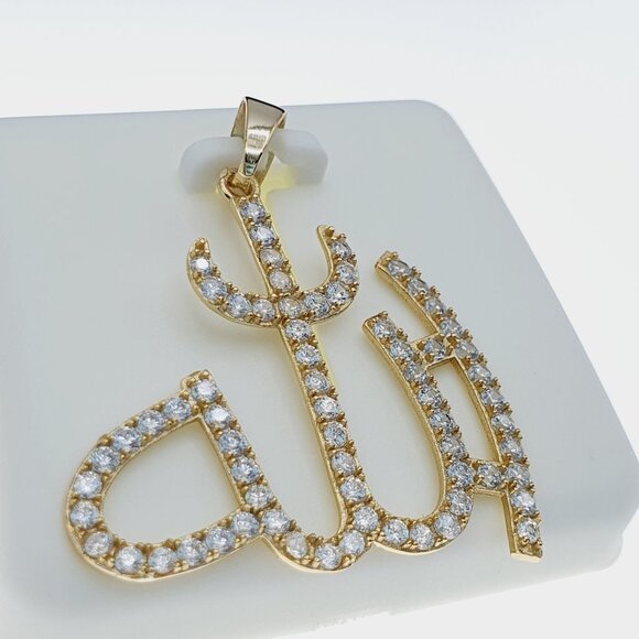 14K Gold Plated 925 sterling silver luxury CZ Pendant, RJUS2085 - Picture 4 of 11